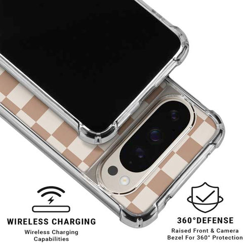 Neutral Checkered Pixel 9 Pro XL Clear Case